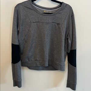 Zella Heather Gray and Black Crewneck Sweatshirt